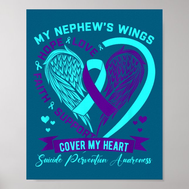 Poster Teal Purple Suicide Prevention Awareness Nephew He (Frente)