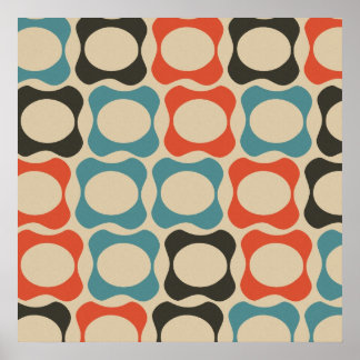Pôster Teal Retro, Laranja Salmão, Taupe e Tan