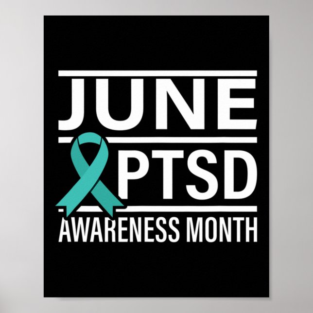Poster Teal Ribbon Junho PTSD Mês de Consciência (Frente)