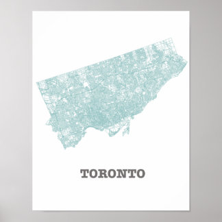 Poster Teal Road Network Map of Toronto