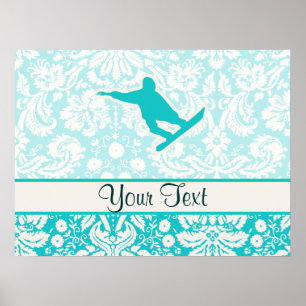 Pôster Teal Snowboard