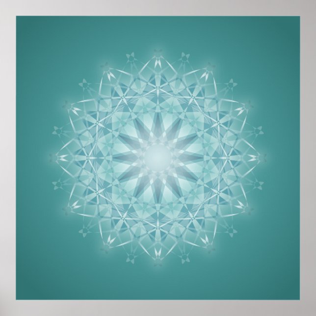 Pôster Teal Star Mandala (Frente)