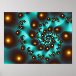 Poster Teal Trippy Abstrato de Fine Art Fractal
