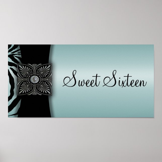 Pôster Teal Zebra Sweet Sessenta Banner (Frente)