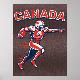 Poster Team Canada Football Dynamic Patriotic Athlete Art