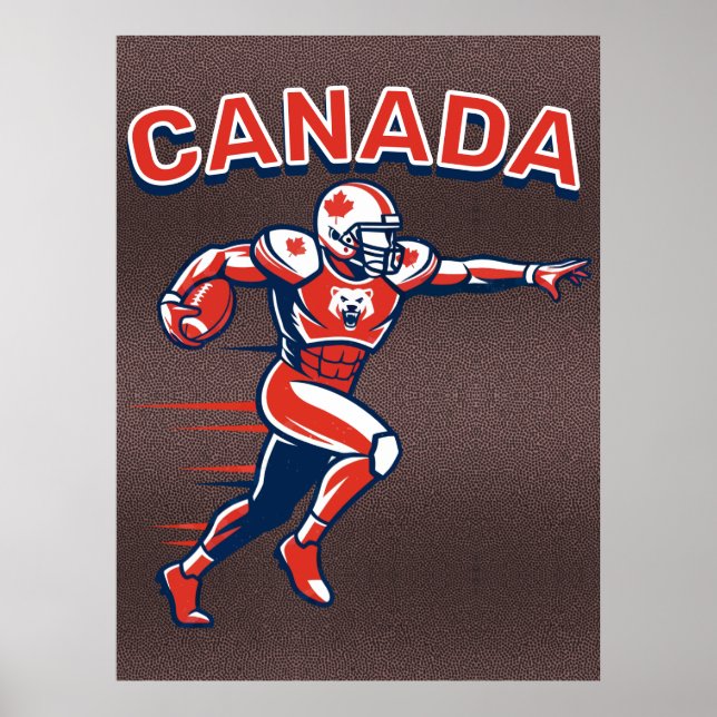 Poster Team Canada Football Dynamic Patriotic Athlete Art (Frente)