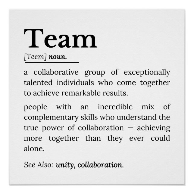 Pôster Team Definition – The Power of Collaboration  (Frente)