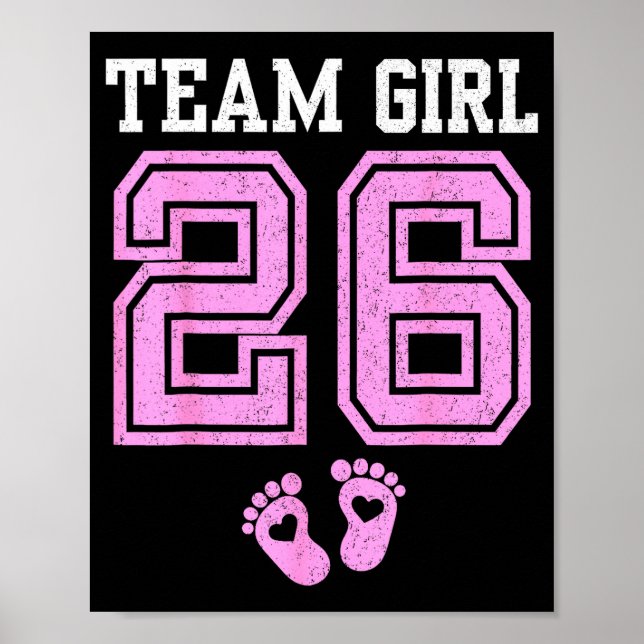 Poster Team Girl 2026 Gender Reveal Party Baby Announceme (Frente)