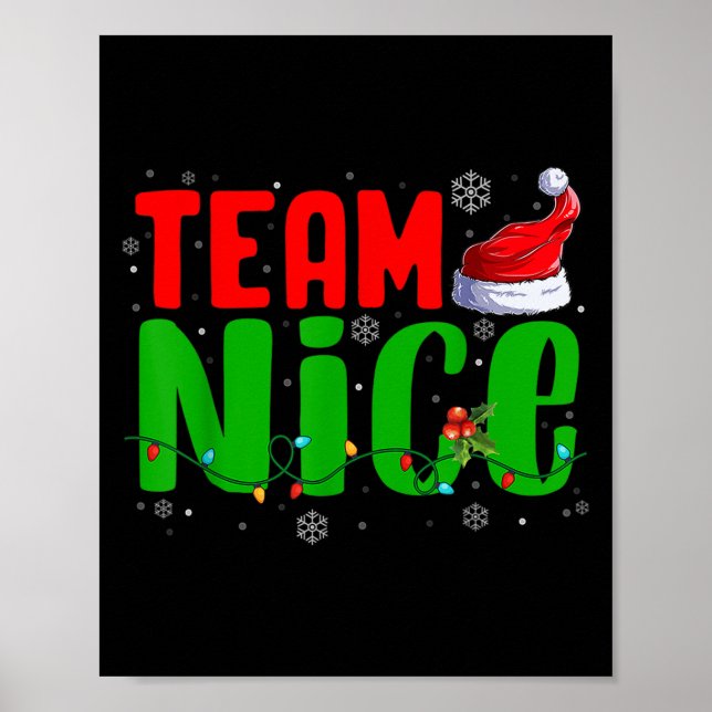 Poster Team Naughty Nice Santa Hat Funny Christmas Matchi (Frente)