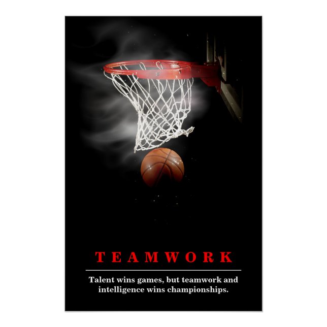 Pôster Teamwork Basketball Motivational Inspirational (Frente)