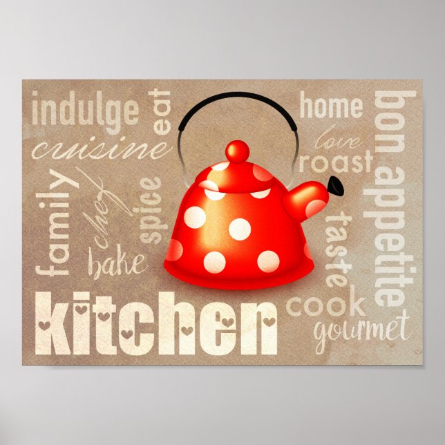 Poster Teapot kitchen word art (Frente)