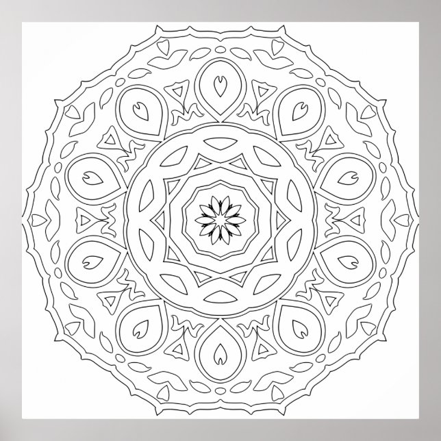 Poster Teardrop Heart Mandala with Ornate Leaf Layers (Frente)