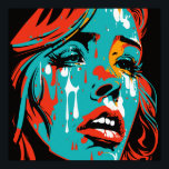 Poster Tears of Emotion: Pop Art Style Crying Woman - Pos<br><div class="desc">This captivating poster art print features a pop art style depiction of a woman's face, with tears streaming down her cheeks. The bright and bold colors of the artwork create a powerful contrast against the woman's sad expression, making it a piece that truly captures the emotions of the viewer. This...</div>