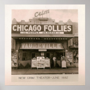 Poster Teatro Crim, Vaudeville, Kilgore, TX 1931 / 32