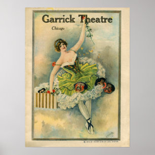 Poster Teatro de Garrick Thespian Garrick, Chicago, 1910