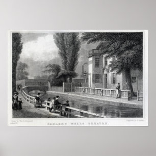 Pôster Teatro dos poços de Sadler, gravado por J. Barrac