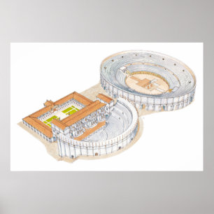 Poster Teatro e anfiteatro romanos. Reconstrução