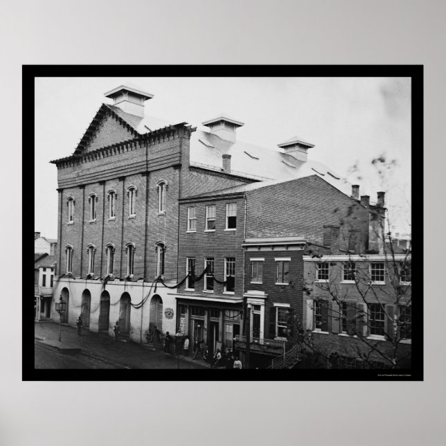 Poster Teatro Ford, cena da morte de Lincoln 1865 (Frente)