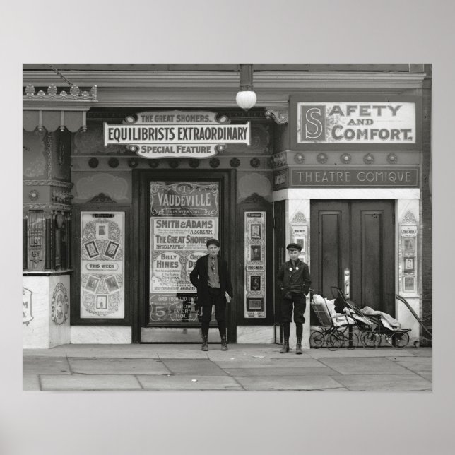Pôster Teatro Vaudeville, 1910. Foto Antiga (Frente)