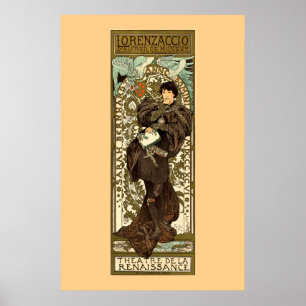 Poster Teatro Vintage Art Nouveau e Mucha