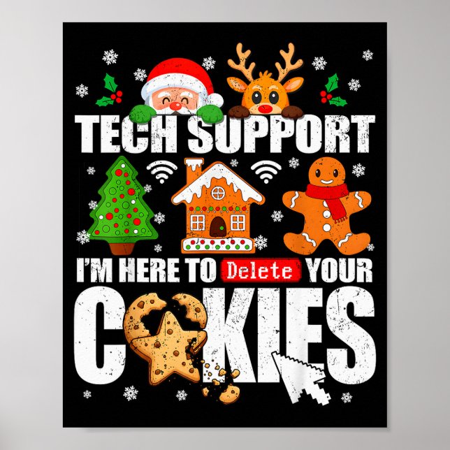 Poster Tech Suprt Delete Your Cookies Men Ugly Christmas  (Frente)