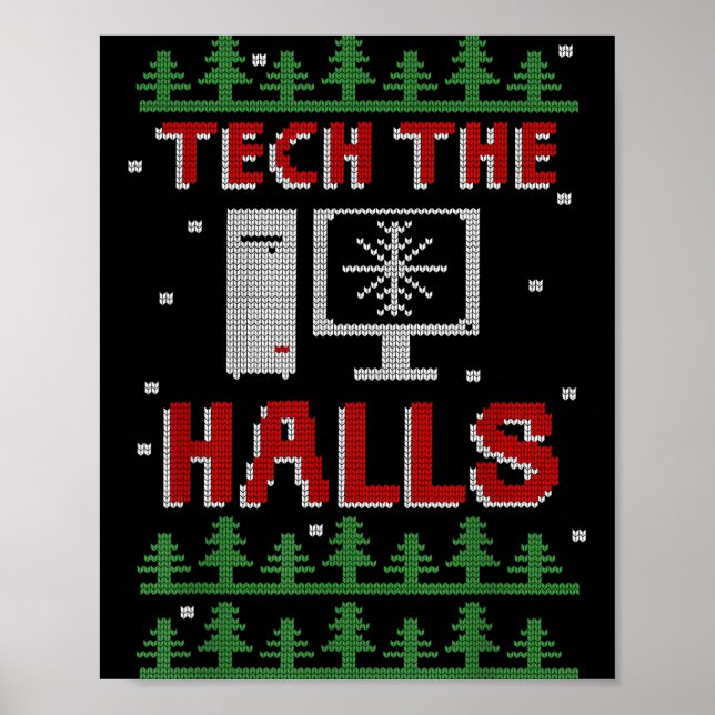 Poster Tech The Halls Ugly Computer Geek Festive Christma (Frente)