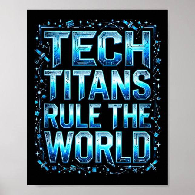 Poster Tech Titans Rule Funny Big Technology Satire Wer G (Frente)