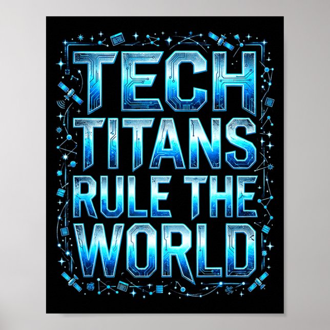 Poster Tech Titans Rule Funny Big Technology Satire Wer G (Frente)