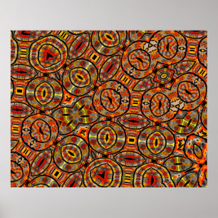 Poster Tecido Africano Colorido - Padrão sem costura, enf