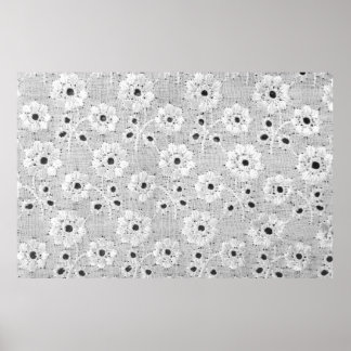 Poster Tecido branco textura de renda fina com elegância