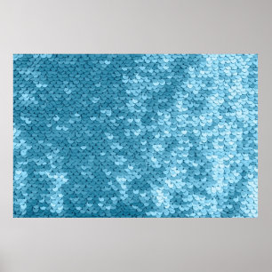 Poster Tecido brilhante azul-céu com sequências, abstrato