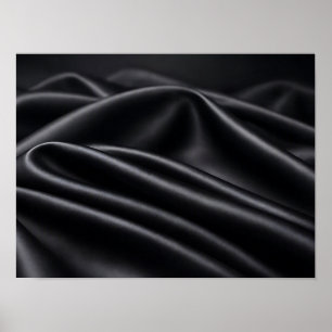 Poster Tecido de cetim preto com textura de dobra fluida