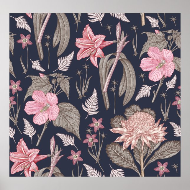 Poster Tecido de padrões sem costura. Set Amaryllis Warat (Frente)