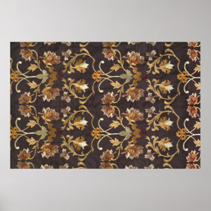 Poster Tecido de vinheta com flores bordadas, dorso