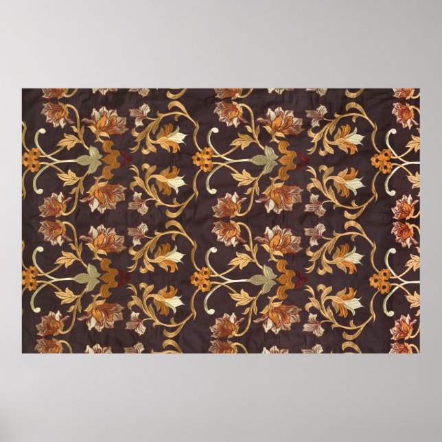 Poster Tecido de vinheta com flores bordadas, dorso (Frente)