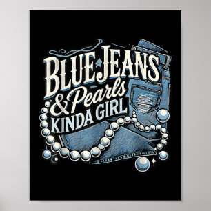 Poster Tecido Denim Jeans Azuis Pérolas Jeans Esfoladas