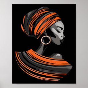 Poster Tecido étnico Kente Envoltório de cabeça Mulher bo