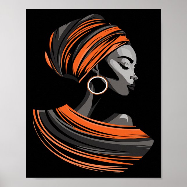 Poster Tecido étnico Kente Envoltório de cabeça Mulher bo (Frente)