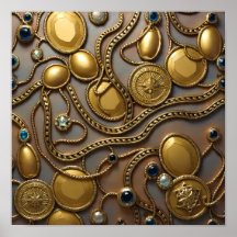 Tecido/Papel de Parede Dourado Prateado Embutido S