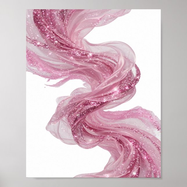 POSTER TECIDO PRATEADO BRILHANTE DE ROSA COM FAÍSCAS (Frente)