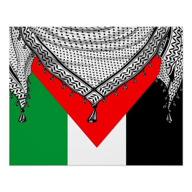 Pôster Tecido Tradicional do Keffiyeh Scarf Palestino (Frente)