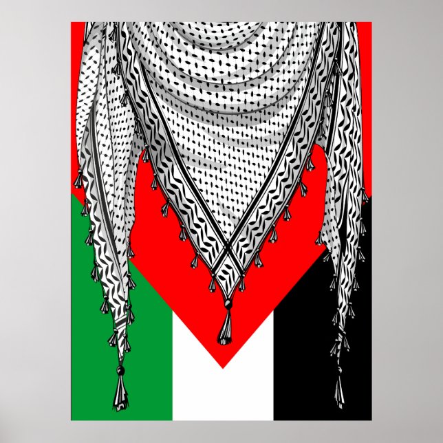 Poster Tecido Tradicional do Keffiyeh Scarf Palestino (Frente)