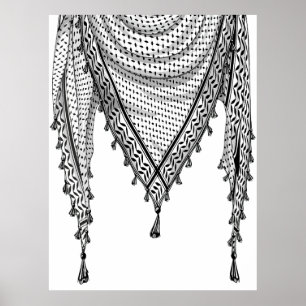 Poster Tecido Tradicional do Keffiyeh Scarf Palestino