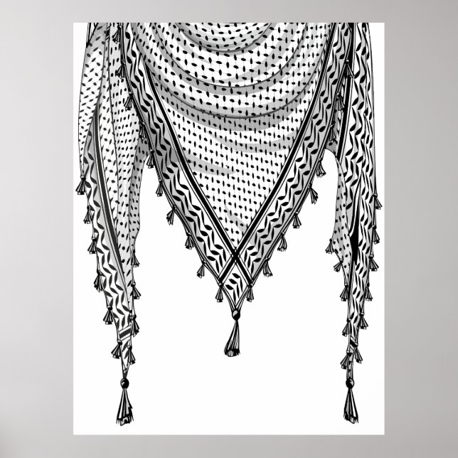 Poster Tecido Tradicional do Keffiyeh Scarf Palestino (Frente)