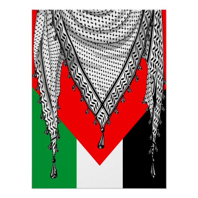 Pôster Tecido Tradicional do Keffiyeh Scarf Palestino (Frente)