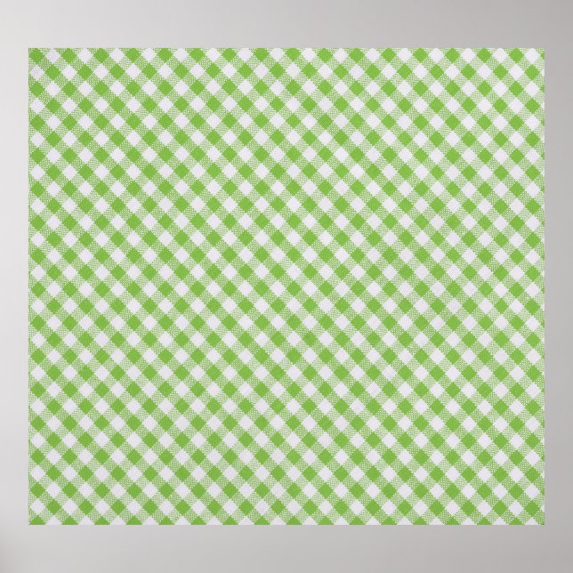 Poster Tecido verde com verificação: textura fechada. (Frente)