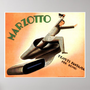 Poster Tecidos Têxteis MARZOTTO Homens Vintage Publicida