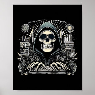 Poster Teclado do Skeleton Halloween