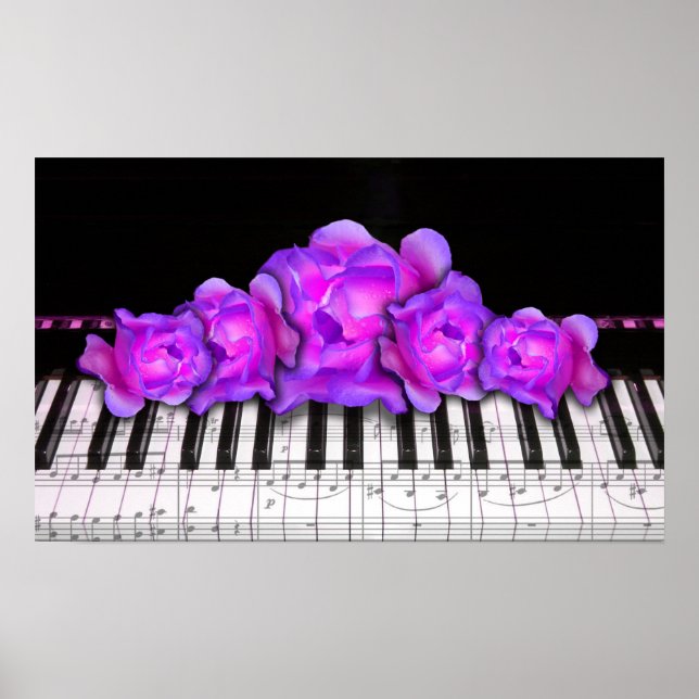 Poster Teclado e Rosas Piano (Frente)