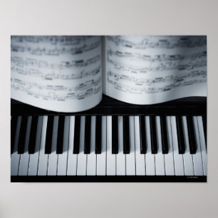 Pôster Teclas de Piano e Livro de Música